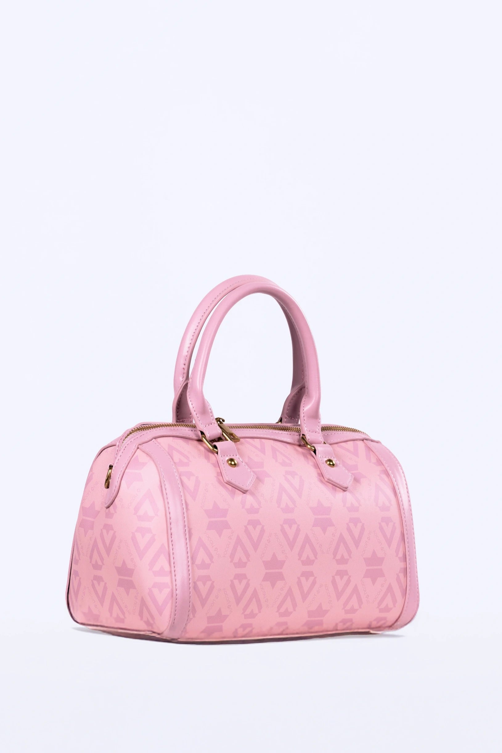 Pink handbag on a light purple background