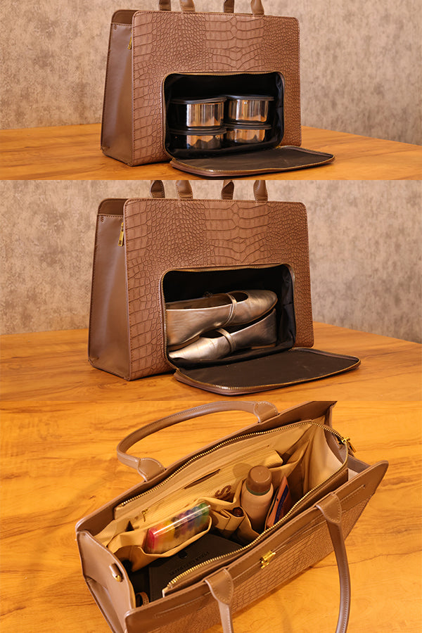 EXECUTIVE CHIC - Brown Croco Tote